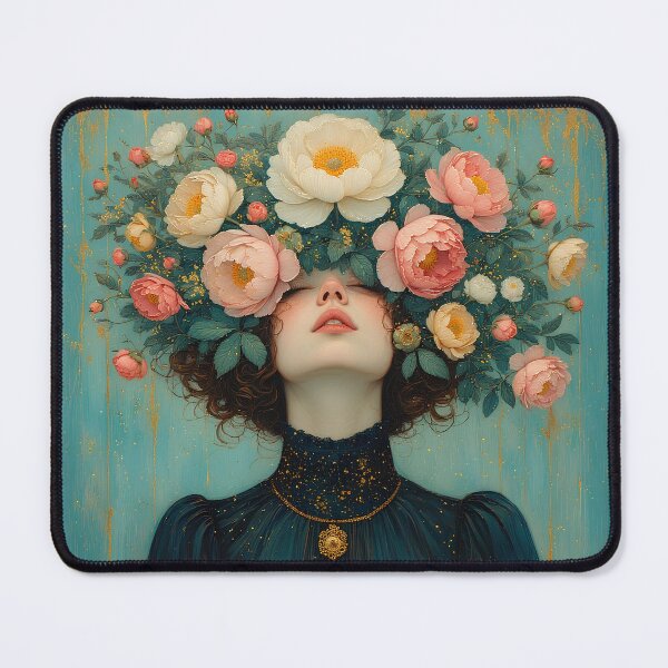 Item preview, A girl with a peony flower on her head. designed and sold by Natalia-Vlad.