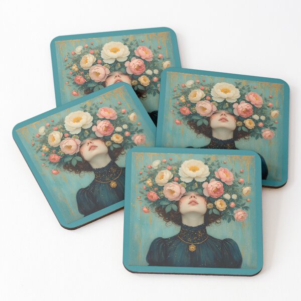 Item preview, A girl with a peony flower on her head. designed and sold by Natalia-Vlad.