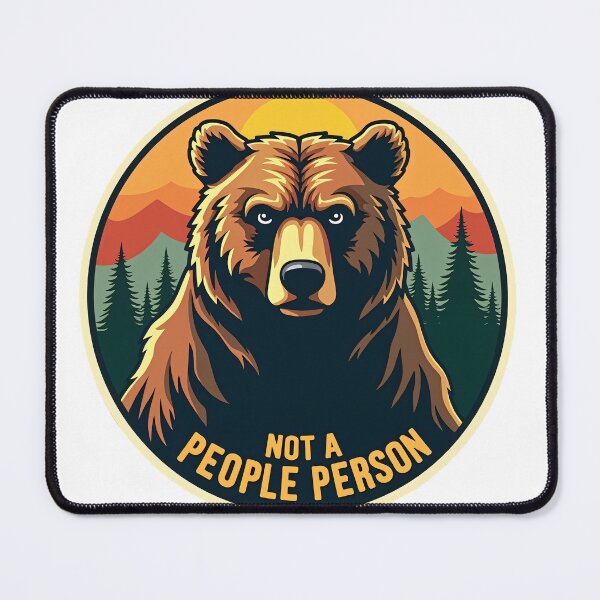 Item preview, Grumpy Grizzly Bear Sticker - Not A People Person Retro Sunset Art designed and sold by The Grumpy Pet Club.