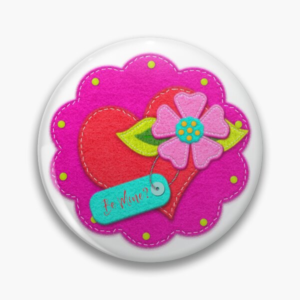 Item preview, Be Mine? Felt Style Beads Embellishments Floral Heart Round designed and sold by CheriesArt.