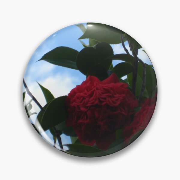Item preview, Red, Ruffled Camellias Emerging from Shadow with Blue Sky designed and sold by JoyousArt4u.