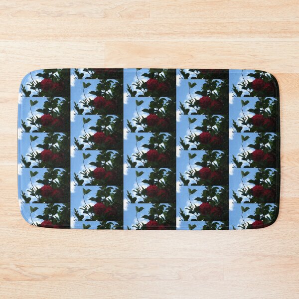 Item preview, Red, Ruffled Camellias Emerging from Shadow with Blue Sky designed and sold by JoyousArt4u.