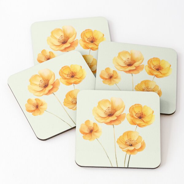 Item preview, Four Yellow Buttercup Flowers designed and sold by Violet Peonies.