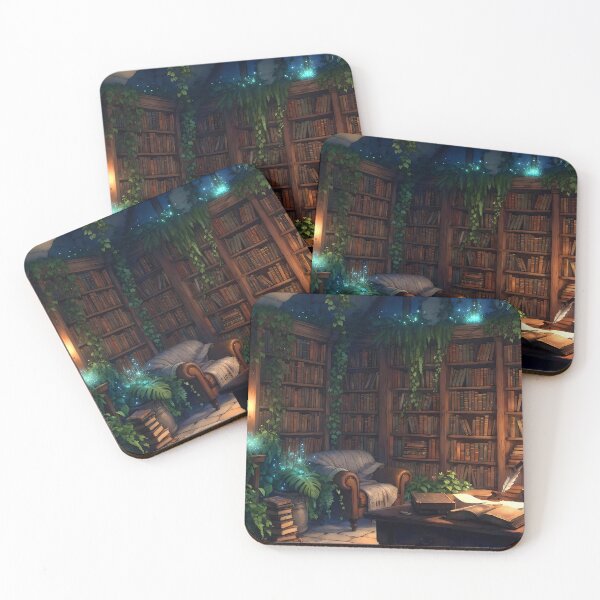 Item preview, Cozy Late Night Reading Nook | Warm Fantasy Library designed and sold by Botaneza.