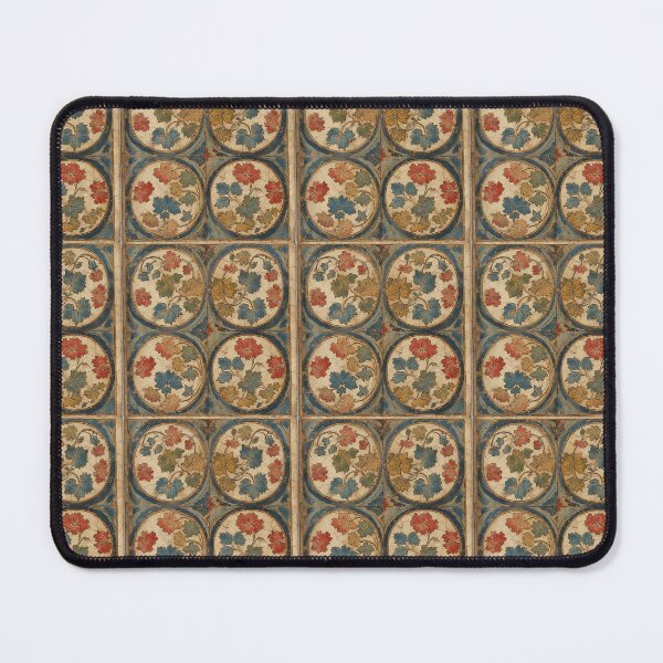 Item preview, Medieval Floral Ceramic Tile with Circular Botanical Motifs designed and sold by Virtuals1.