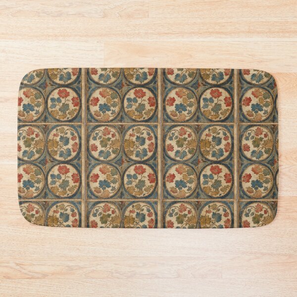 Item preview, Medieval Floral Ceramic Tile with Circular Botanical Motifs designed and sold by Virtuals1.