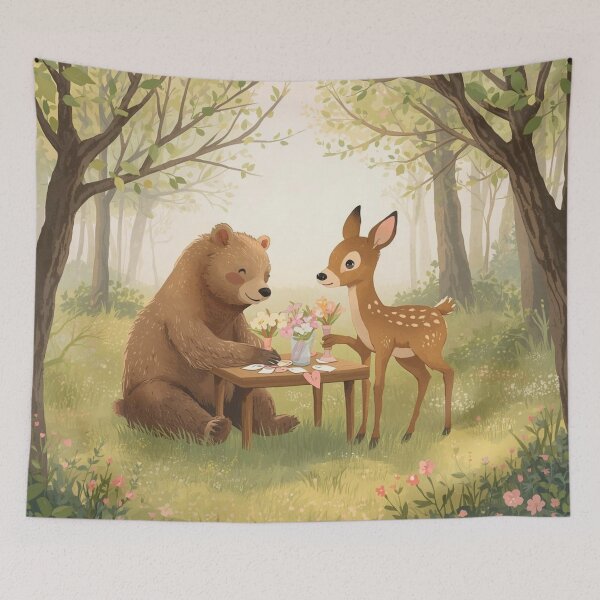 Item preview, Valentine’s Early Spring Bear & Deer • Soft Forest Love Art designed and sold by WildlifeWhimsy.