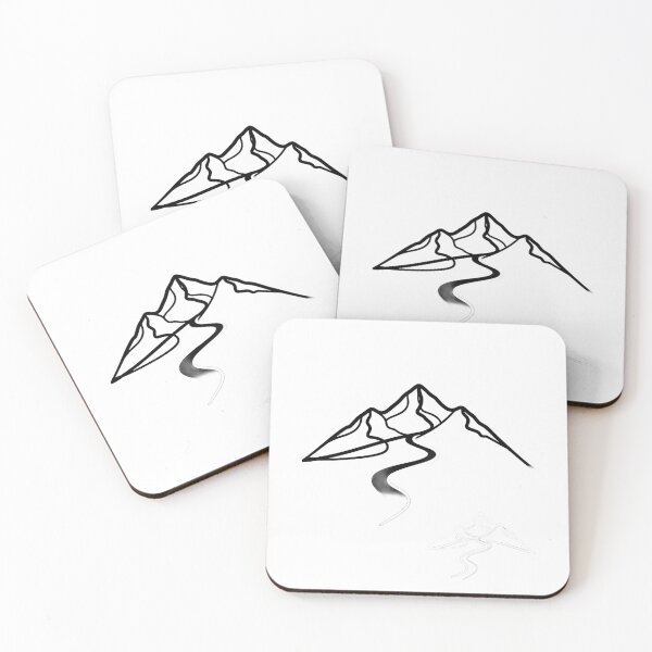 Item preview, Minimalist illustration of a mountain range with a flowing river designed and sold by VerizalShop.