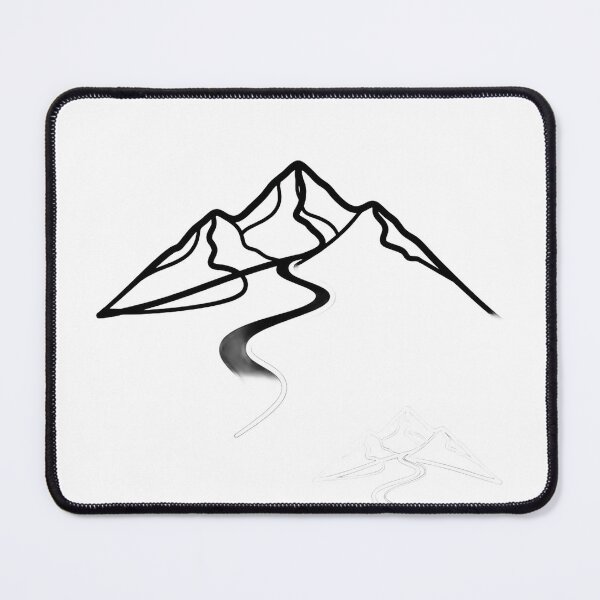 Item preview, Minimalist illustration of a mountain range with a flowing river designed and sold by VerizalShop.