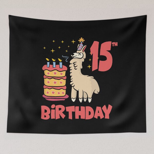Item preview, Cute Llama 15th Birthday - Alpaca Birthday Cake designed and sold by PrintPress.