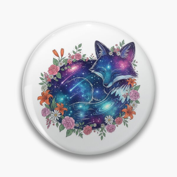 Item preview, Galaxy Fox with Flowers – Cosmic Animal and Floral Dreamscape Design designed and sold by CosmicCutouts.