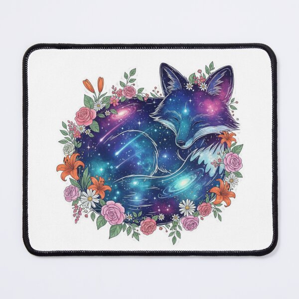Item preview, Galaxy Fox with Flowers – Cosmic Animal and Floral Dreamscape Design designed and sold by CosmicCutouts.