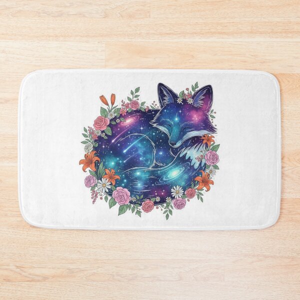 Item preview, Galaxy Fox with Flowers – Cosmic Animal and Floral Dreamscape Design designed and sold by CosmicCutouts.