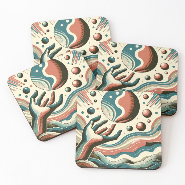Item preview, Retro Cosmic Hand and Abstract Planet Waves designed and sold by InkSmithery.