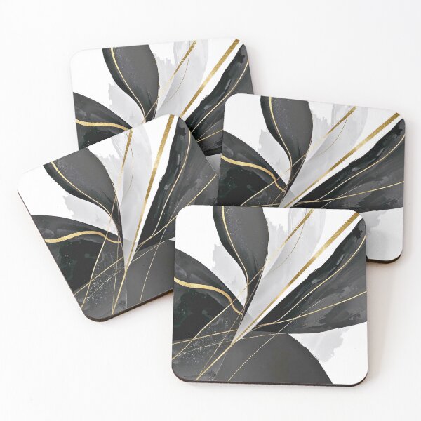 Item preview, Black White Gold Flow – Luxury Abstract Floral Art designed and sold by Cozyartsss.
