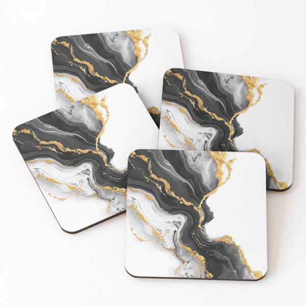 Item preview, Black and White Marble Abstract with Gold Accents designed and sold by Cozyartsss.