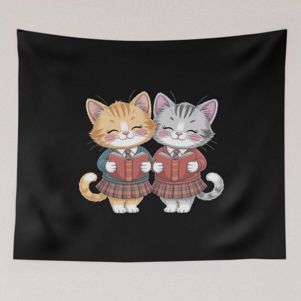 Item preview, Cheerful Whimsical Orange Kitties Reading Burns Night Poems designed and sold by countntenov.