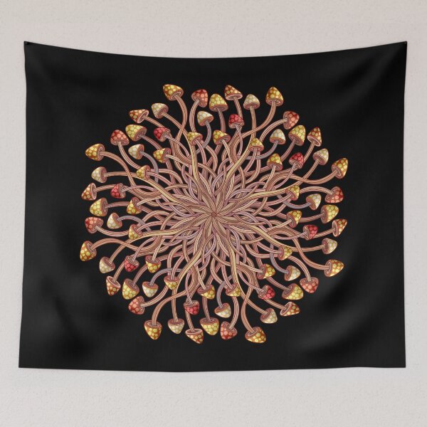 Item preview, Long stemmed brown mushroom mandala designed and sold by DaveDanchuk.