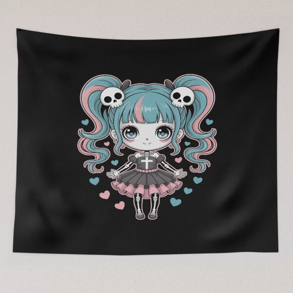 Item preview, Chibi Gothic Goth Skeleton Girl Doll Creepy Cute designed and sold by countntenov.