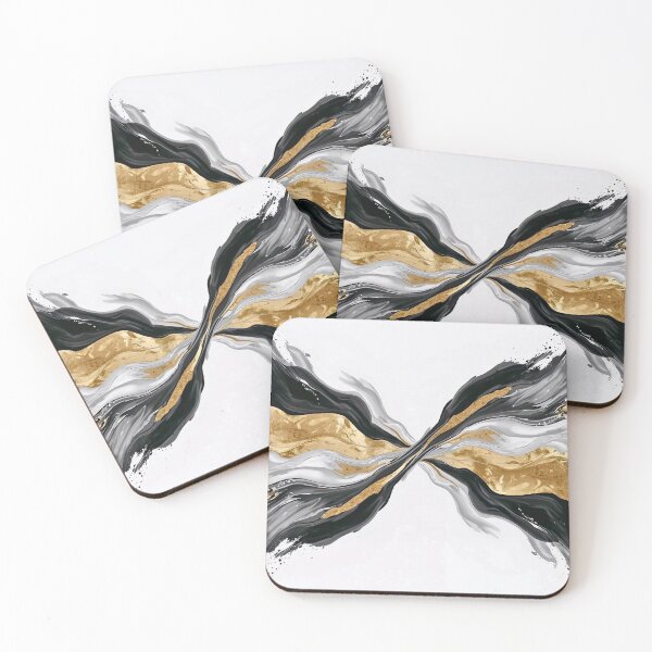 Item preview, Dynamic Gold and Charcoal Fluid Ink Splash designed and sold by Cozyartsss.
