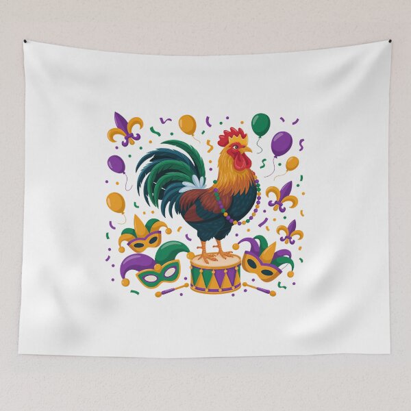 Item preview, Mardi Gras Rooster Carnival Chicken designed and sold by Morphologiona.