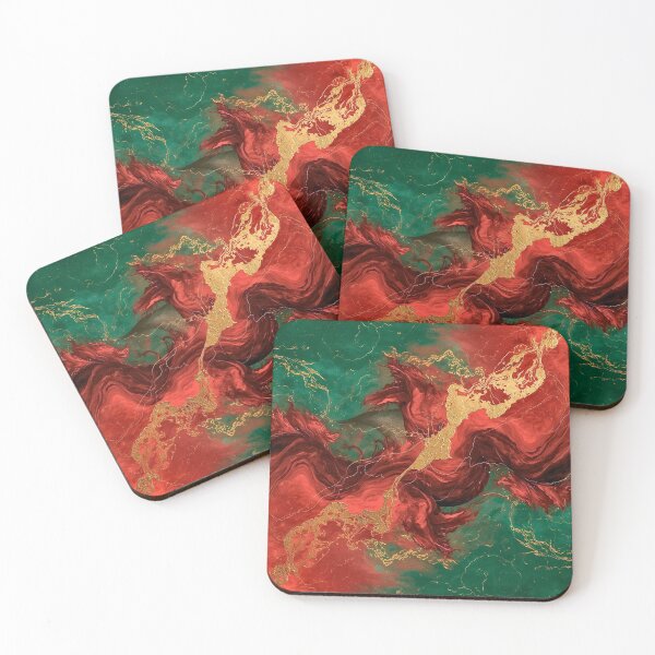 Item preview, Crimson Collision Emerald and Gold Abstract designed and sold by Cozyartsss.
