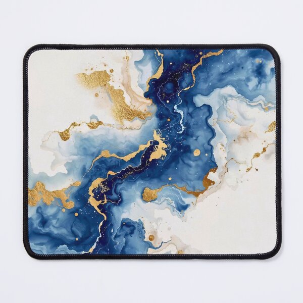 Item preview, Lapis Lazuli and Liquid Gold Fluid Abstract designed and sold by Cozyartsss.