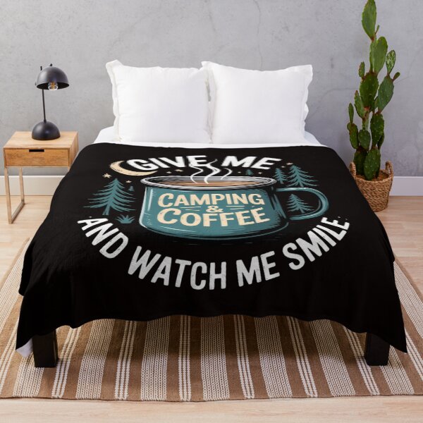 Item preview, Give Me Coffee And Watch Me Smile I Coffee And Camping designed and sold by cherylbartlett.