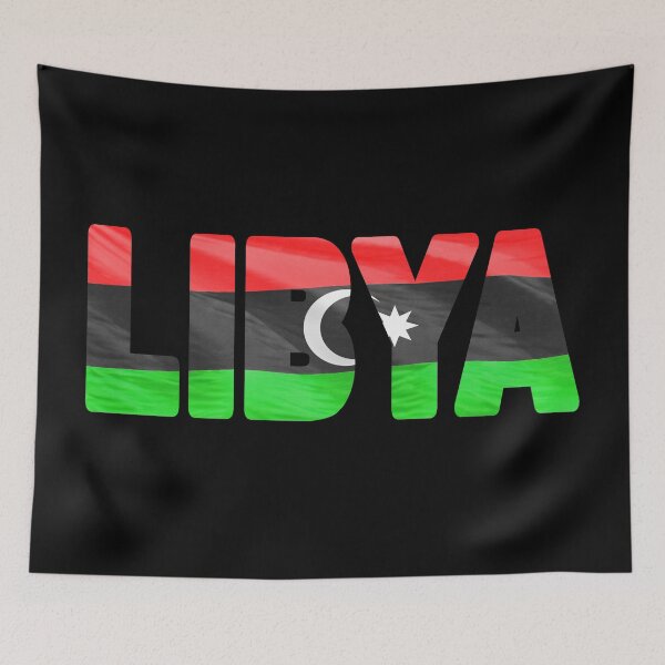 Item preview, LIBYA - Flag Flying in Wind cut to Letters Souvenir Sticker Shirt designed and sold by Adam Gormley.