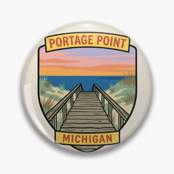 Item preview, Portage Point Michigan - Vintage Lake Michigan Sunset Design designed and sold by TheOldMittenIllustrated.
