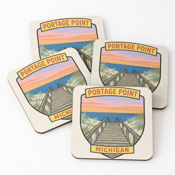 Item preview, Portage Point Michigan - Vintage Lake Michigan Sunset Design designed and sold by TheOldMittenIllustrated.