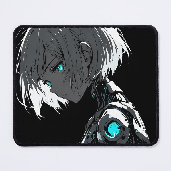 Item preview, ECHO: Monochrome Glowing Core Side Profile | Cute Cyberpunk Anime Girl designed and sold by Sytrics.