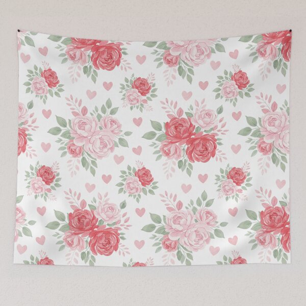 Item preview, Romantic Watercolor Roses & Hearts Seamless Pattern designed and sold by FashioonTrends.
