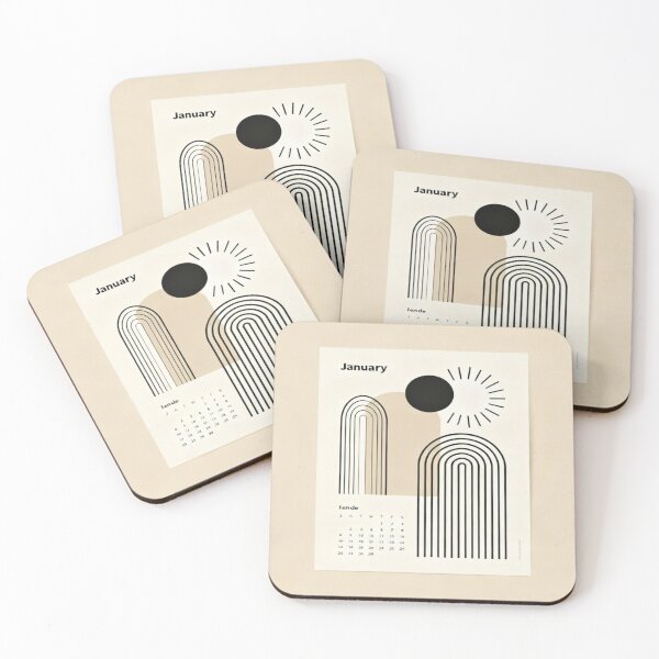Item preview, January Geometry – Abstract Calendar with Sun Motif designed and sold by Cristhian Almanza.