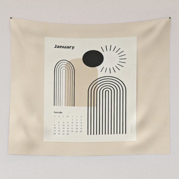Item preview, January Geometry – Abstract Calendar with Sun Motif designed and sold by Cristhian Almanza.