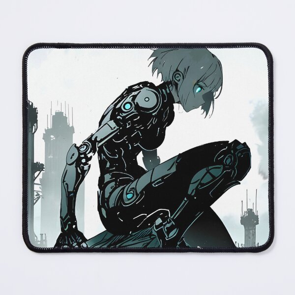 Item preview, ECHO: Monochrome Rooftop Gaze Urban Sentinel | Cute Cyberpunk Anime Girl designed and sold by Sytrics.