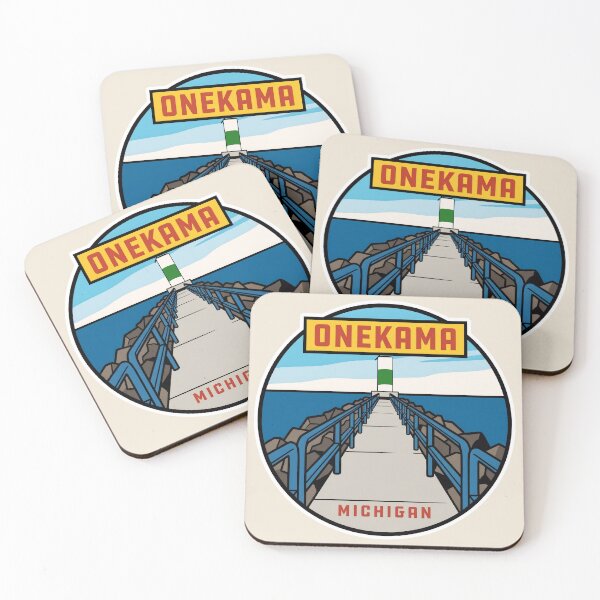 Item preview, Onekama Michigan - Vintage Lake Michigan Design designed and sold by TheOldMittenIllustrated.