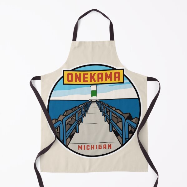 Item preview, Onekama Michigan - Vintage Lake Michigan Design designed and sold by TheOldMittenIllustrated.