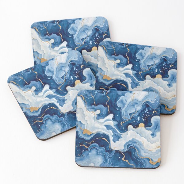 Item preview, Marbleized Azure Tide with Golden Veins designed and sold by Cozyartsss.