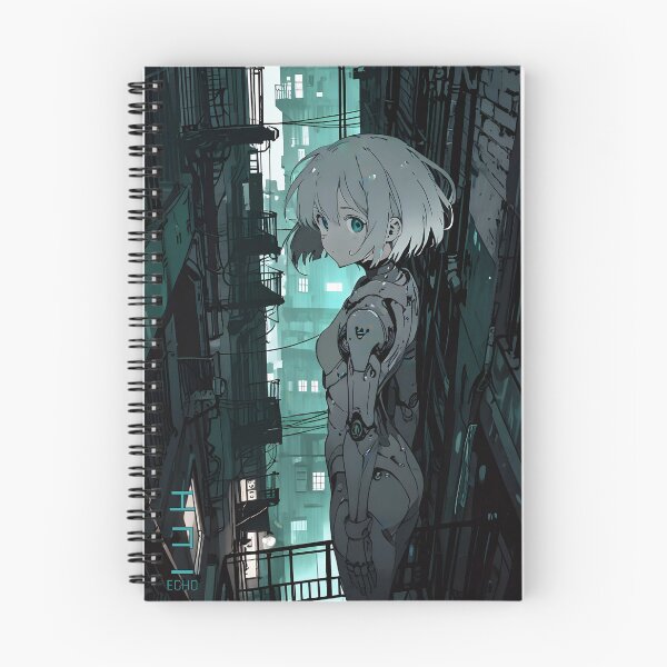 Item preview, ECHO: Monochrome Urban Escape Industrial Lookout | Cute Cyberpunk Anime Girl designed and sold by Sytrics.