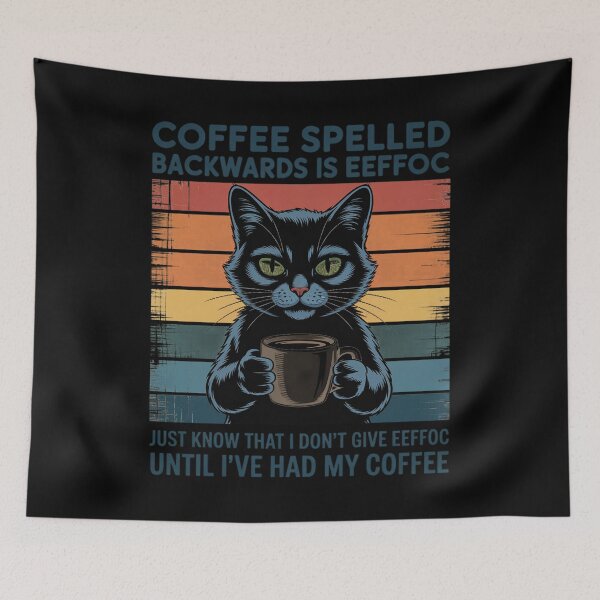 Item preview, Coffee Spelled Backwards Is Eeffoc Cat Drinking designed and sold by joedavila.
