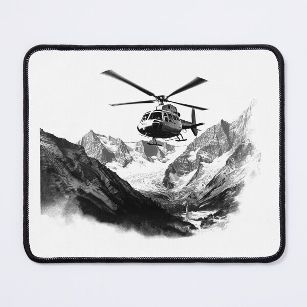 Item preview, Rescue Helicopter Over Mountains | Alpine Wilderness Aviation Art | Adventure Landscape Design designed and sold by inkoutninja.