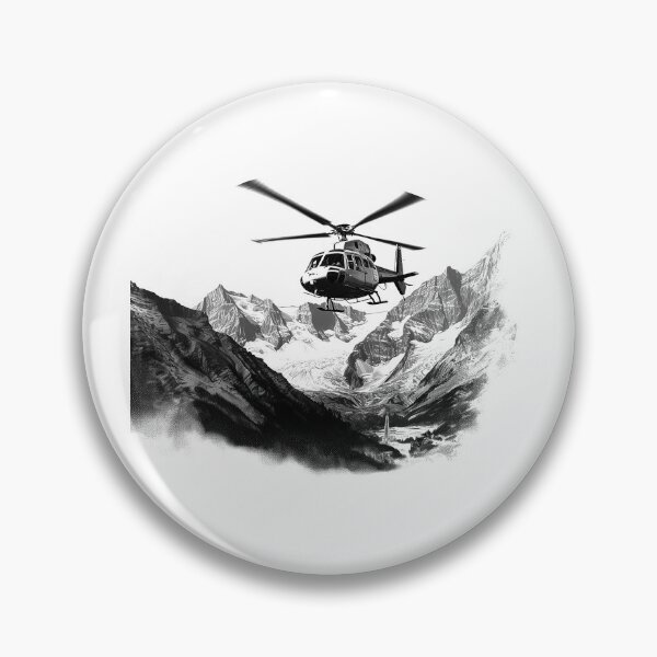 Item preview, Rescue Helicopter Over Mountains | Alpine Wilderness Aviation Art | Adventure Landscape Design designed and sold by inkoutninja.