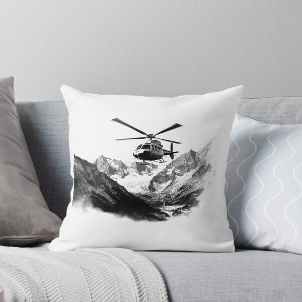 Item preview, Rescue Helicopter Over Mountains | Alpine Wilderness Aviation Art | Adventure Landscape Design designed and sold by inkoutninja.