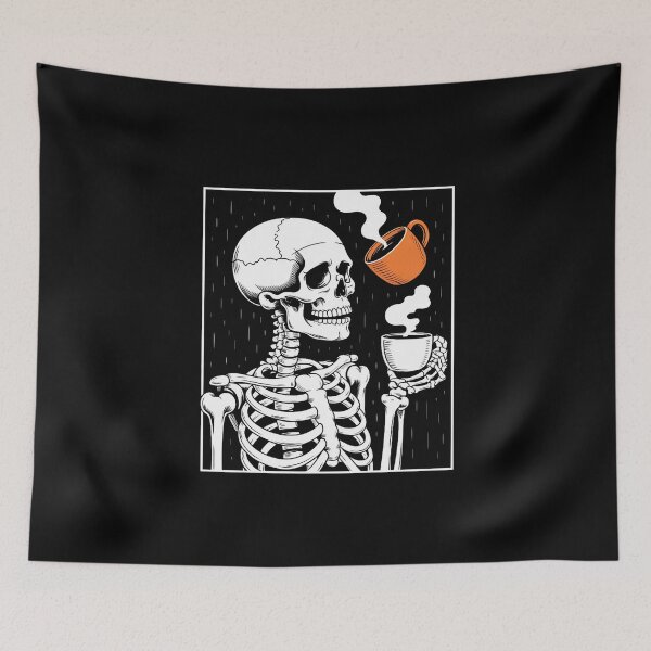 Item preview, Coffee Drinking Skeleton DIY Halloween Messy Bun Women Girl designed and sold by KristieRamsey.