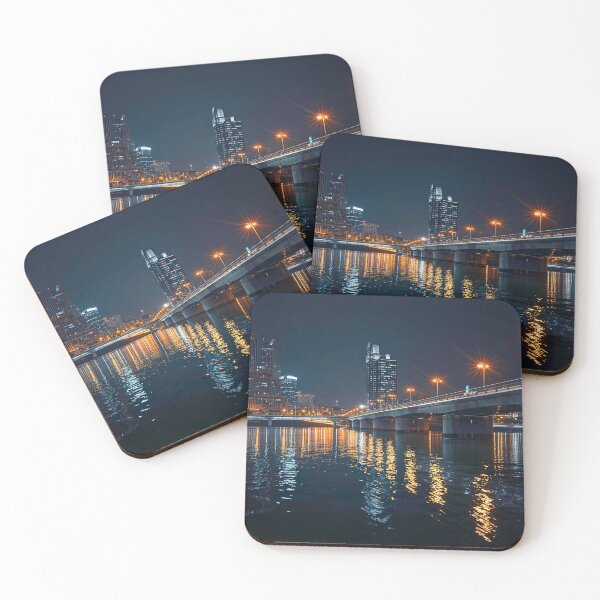 Item preview, Golden City Bridge and Shimmering Harbor Night designed and sold by Cozyartsss.