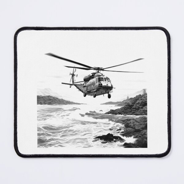 Item preview, Coastal Rescue Helicopter | Tactical Aviation Art | Military Helicopter Over Ocean Landscape designed and sold by inkoutninja.