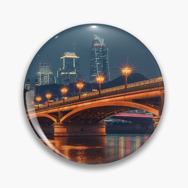 Item preview, Majestic City Bridge with Golden Lampposts at Night designed and sold by Cozyartsss.