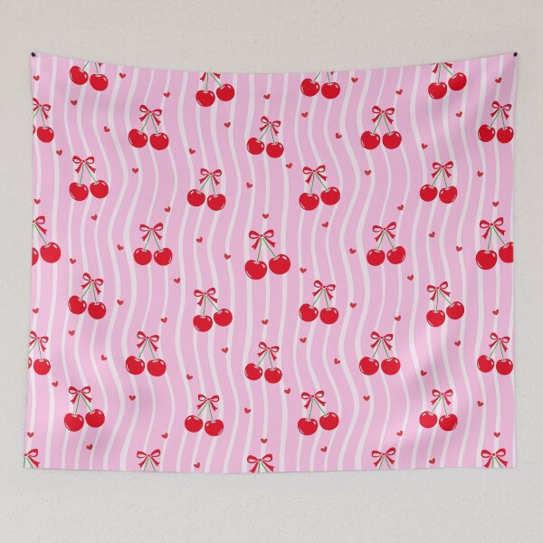 Item preview, Pink Cherry Bow Pattern – Cute Retro Kawaii Fruit Aesthetic Design designed and sold by GiftsCreek.