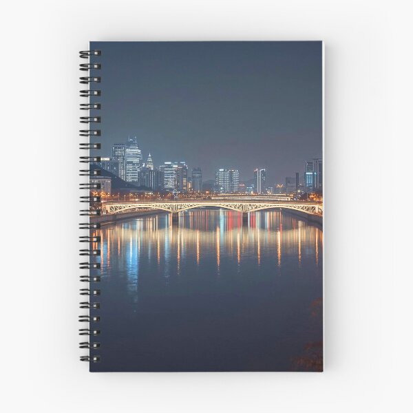 Item preview, Panoramic Urban Skyline and Tranquil River Night designed and sold by Cozyartsss.